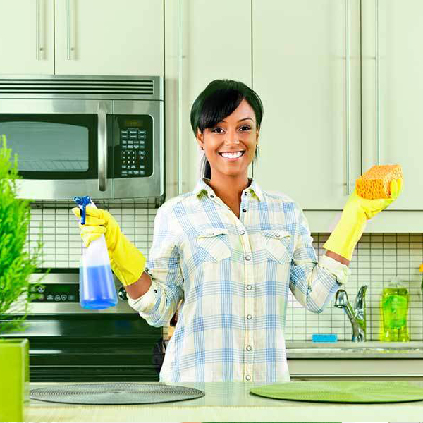 Kitchen surfaces ready for cleaning